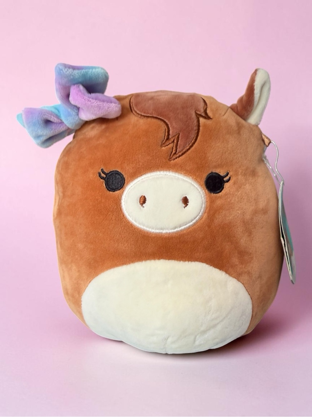 Squishmallows Plush Horse Stuffed Toy - Brown with Pastel Bow